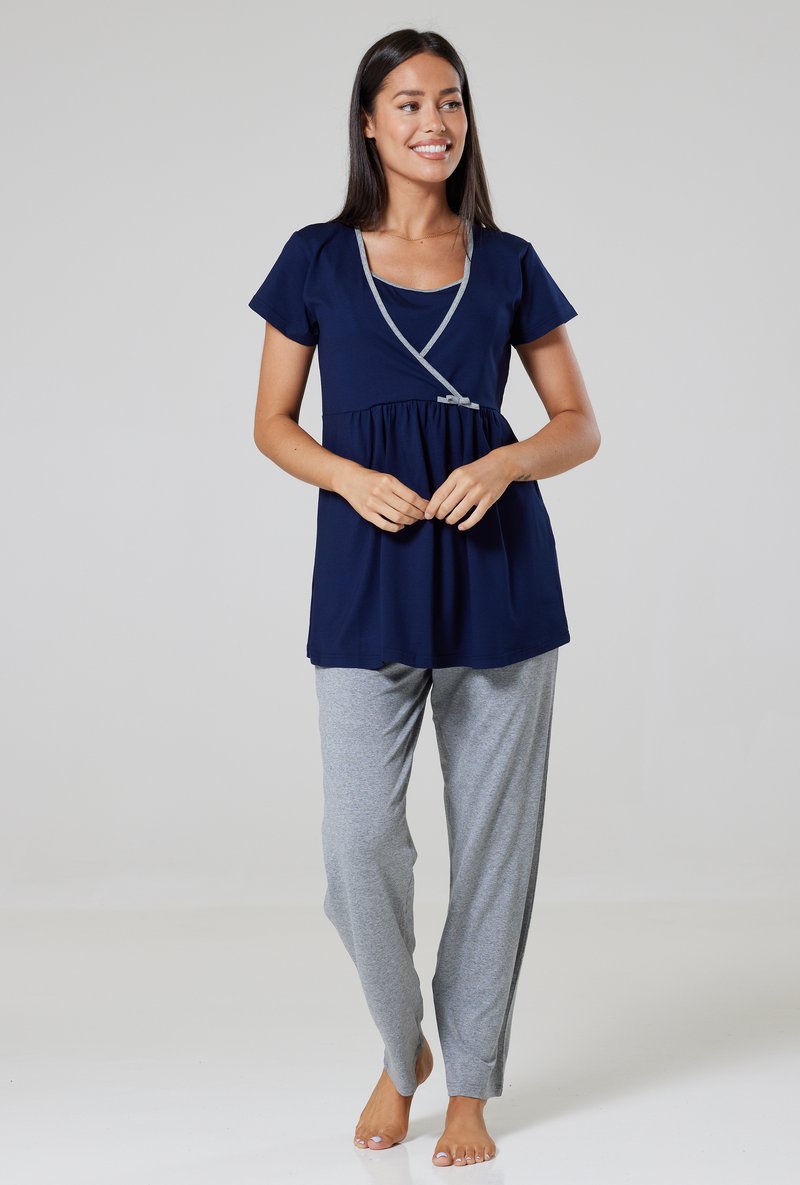 Happy Mama MATERNITY NURSING NIGHTWEAR SET Pyjamas navy/dark blue Zalando.co.uk