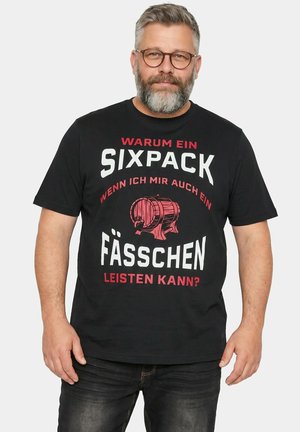 Men Plus T-SHIRT, HALBARM, PRINT, RUNDHALS, BIS 8 XL - T-Shirt print - black