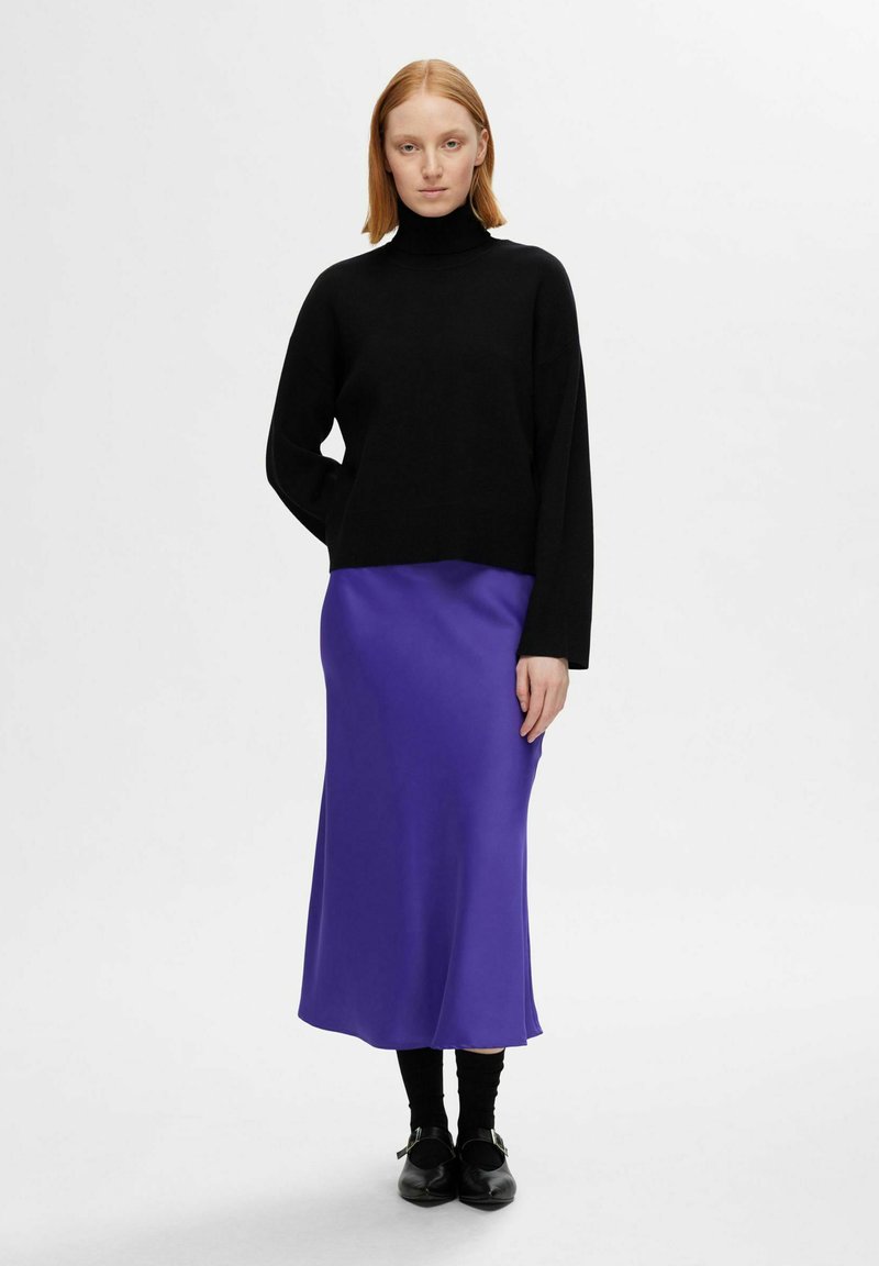 Jupe Midi Marks & Spencer Violette – Taille 10, Coupe A, Laine, Géométrique