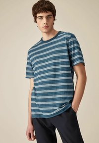 Next TEXTURED STRIPE- REGULAR FIT - T-shirts print - navy blue