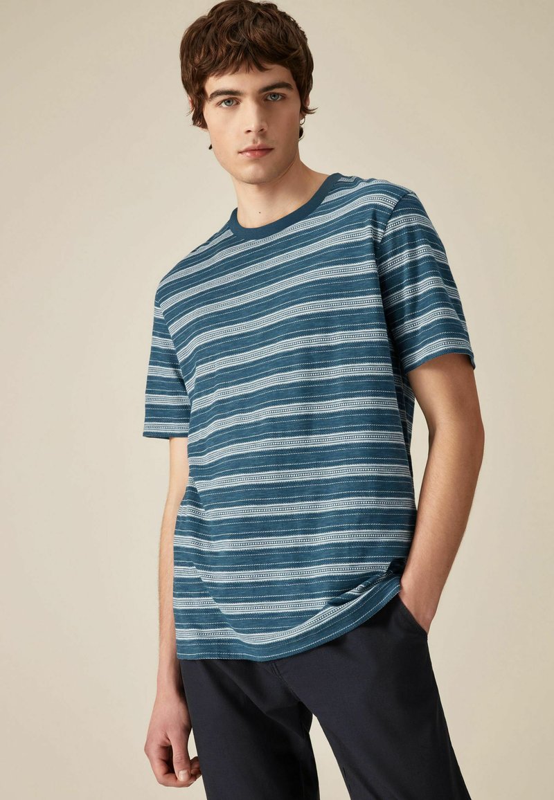 Next TEXTURED STRIPE- REGULAR FIT - T-shirts print - navy blue