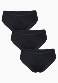 Tre paia di slip in cotone nero, con un design a vita alta, texture liscia e cintura elasticizzata. Stile semplice e classico.