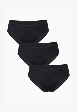 Tre paia di slip in cotone nero, con un design a vita alta, texture liscia e cintura elasticizzata. Stile semplice e classico.