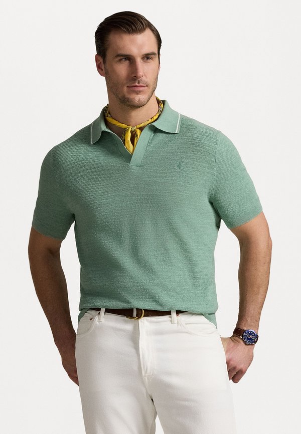 TEXTURED COTTON-LINEN SWEATER - Polo shirt - faded mint