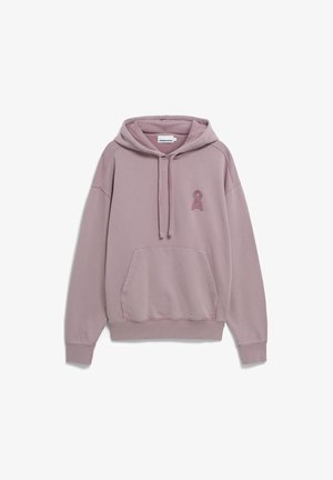 Lichtroze hoodie van katoenmix. Bevat een kangoeroezak, een capuchon met trekkoord en een gemêleerd lintlogo op de linkerborst.