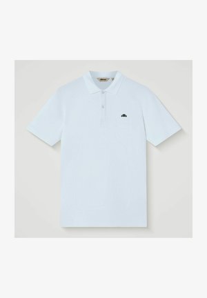 Wit poloshirt met korte mouwen, een knoopsluiting met twee knopen en een klein zwart halve maanlogo op de linkerborst.