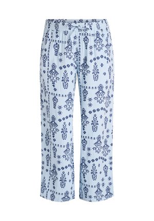 Zizzi, LOCKERE  AUS GEMUSTERTEM MUSSELIN - Pantalon classique - powder blue w. aop
