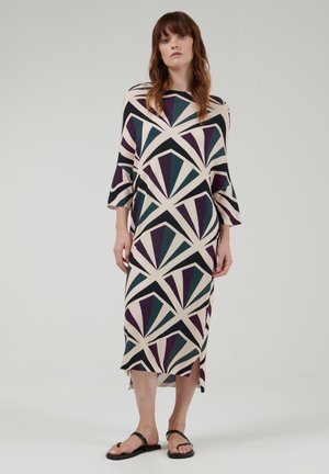 Leem GEOMETRI PRINT KAFTAN - Gebreide jurk - burgundy and green combination