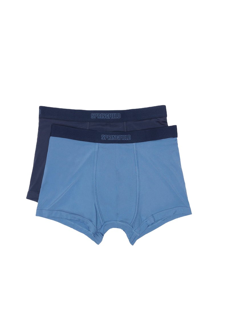 Due paia di boxer; uno blu navy e uno azzurro. Realizzati in tessuto morbido con cinture elastiche che presentano il logo "SPRINGFIELD".