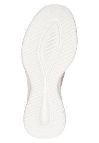 Suela de sneaker de color beige claro con goma blanca texturizada. Presenta ranuras flexibles para mayor tracción y una zona central suave para mayor comodidad.