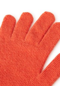 Guanti lavorati a maglia di un vivace arancione, con cinque dita, tessuto testurizzato e una vestibilità aderente. Adatti per il freddo.
