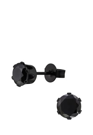 RUNDE AUS MIT ZIRKONIA - Earrings - black