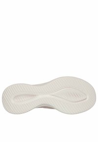Suela de zapato, de goma blanca con surcos texturizados y una sección central suave, con una curvatura suave y sin marcas visibles.