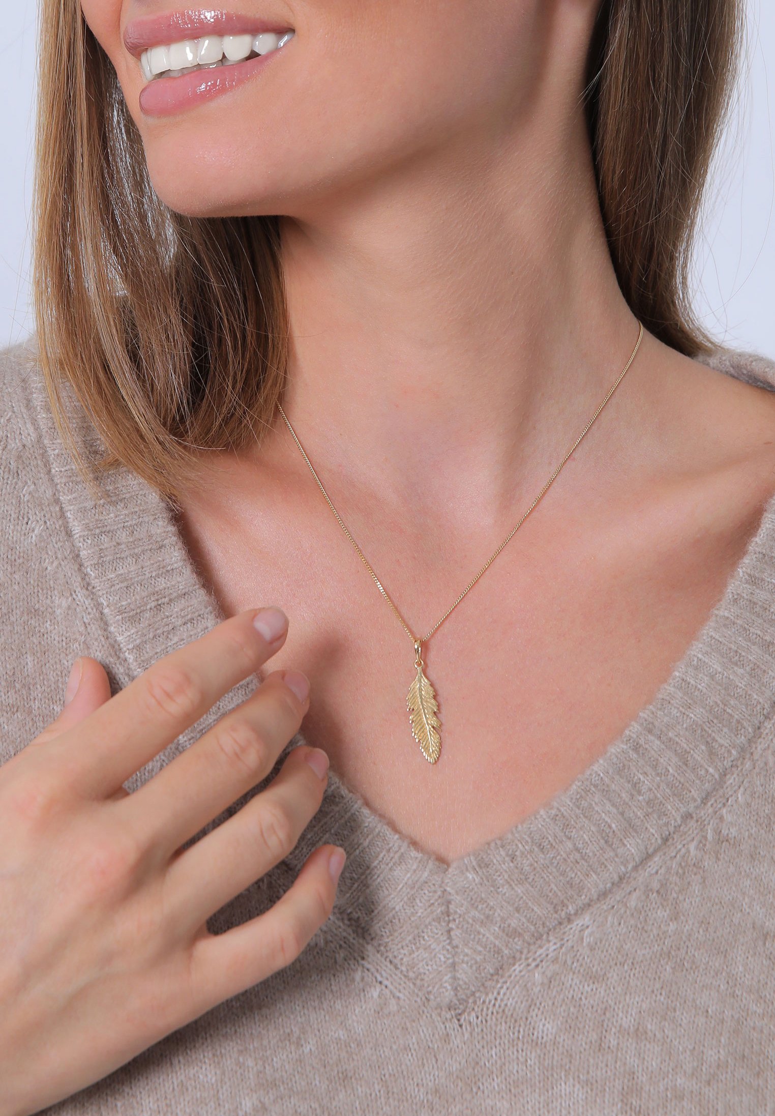 Elli Collana Donna In Oro Giallo 585 Con Topazio Ovale - Peso 1.98g - Gioiello Elegante E Prezioso