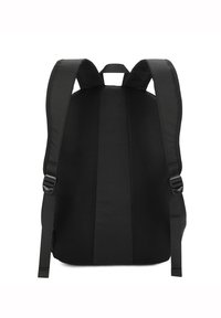 Zaino nero con schienale in rete imbottita, ampie cinghie regolabili e un design elegante e slanciato. Realizzato con un tessuto leggero e resistente.