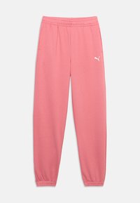 Ροζ φόρμα με ελαστική μέση, πλαϊνές τσέπες, ελαστικές μανσέτες και μικρό λευκό λογότυπο Puma στο πάνω μέρος του αριστερού μηρού.
