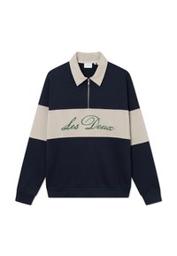Les Deux CORY ZIPPER RUGBY - Sweatshirt - dark navy/light desert sand