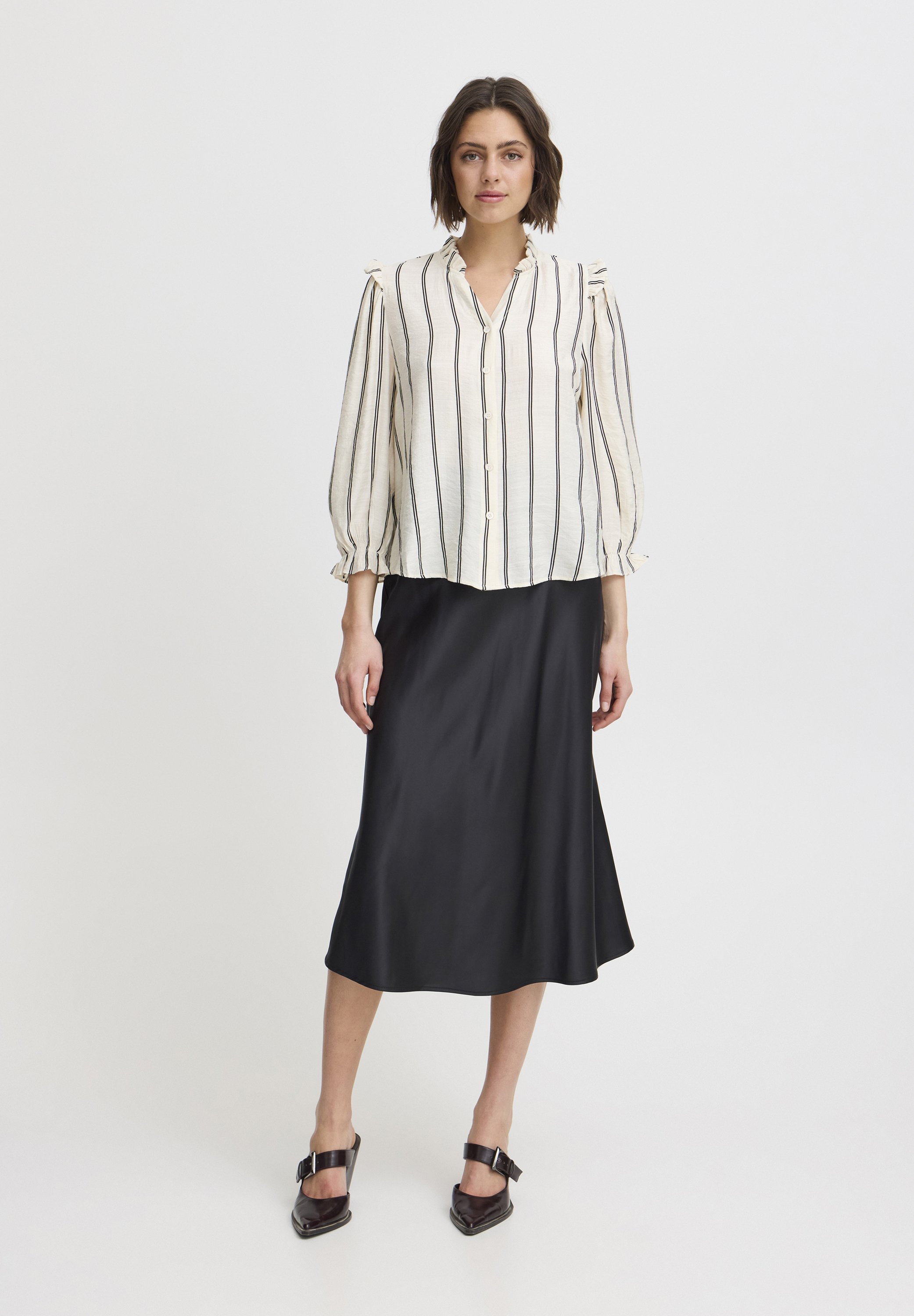 売れ筋商品|||イチ シャツ レディース トップス IXSANJA MS - Button-down blouse - almond milk stripe イチ レディース シャツ トップス IXSANJA MS - Button-down