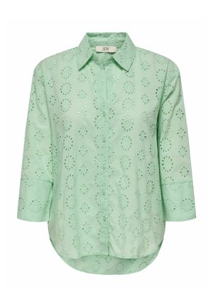 GESCHNITTEN LANGE ÄRMELBÜNDCHEN VOLUMINÖSER ARMSCHNITT - Button-down blouse - grün