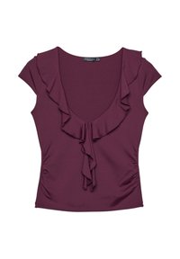WITH RUFFLES - Potiskana majica - bordeaux
