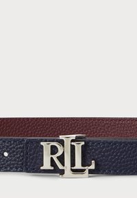 Lauren Ralph Lauren LOGO REVERSIBLE LEATHER SKINNY BELT - Ζώνη - navy/dark garnet