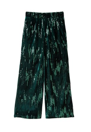EMBROIDERED WITH SEQUINS AMERICAN POCKETS ELASTICATED WAIST - Trousers - green