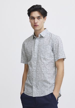 ANTON SS AOP LEAVES  - Vapaa-ajan kauluspaita - chambray blue