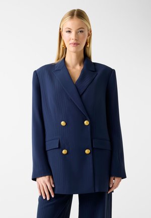 NADELSTREIFEN - Kurzmantel - dunkelblau