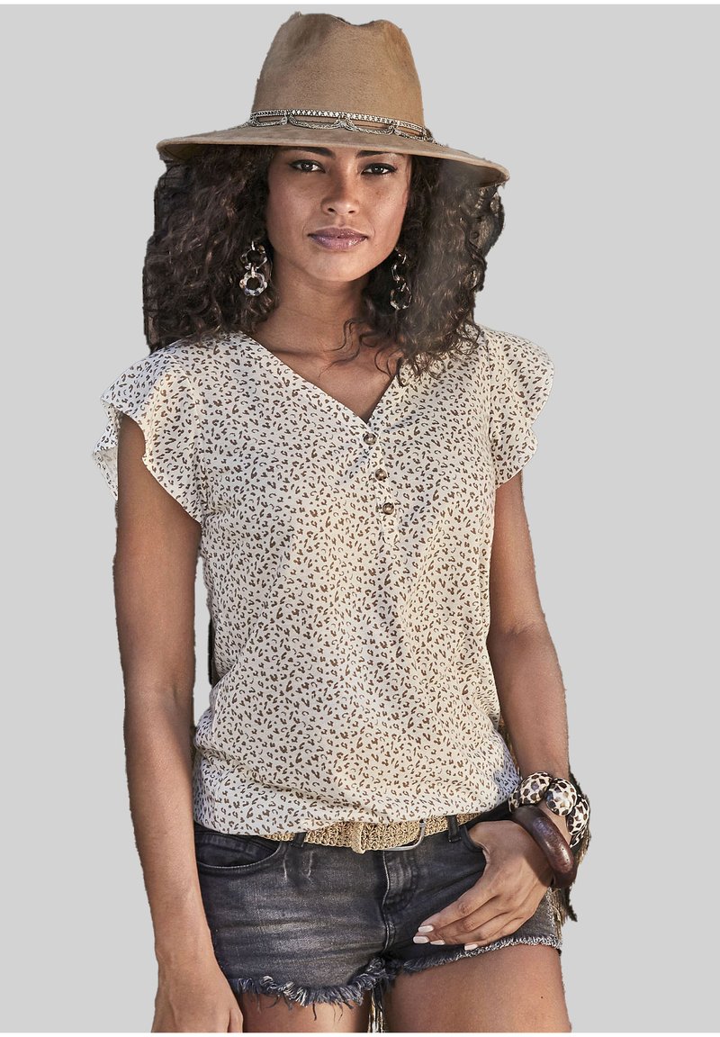 LASCANA 2 PACK - Camiseta estampada - creme/beige