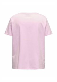Short-sleeve, round-neck t-shirt in soft pink cotton. Features a relaxed fit and smooth texture, with no visible patterns or accents.