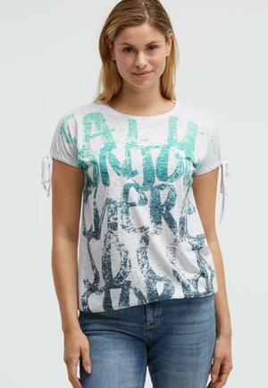 Soccx, SOCCX AUSBRENNER-SHIRT MIT PRINT UND TUNNELZUGBÄNDERN - Print T-shirt - opticwhite