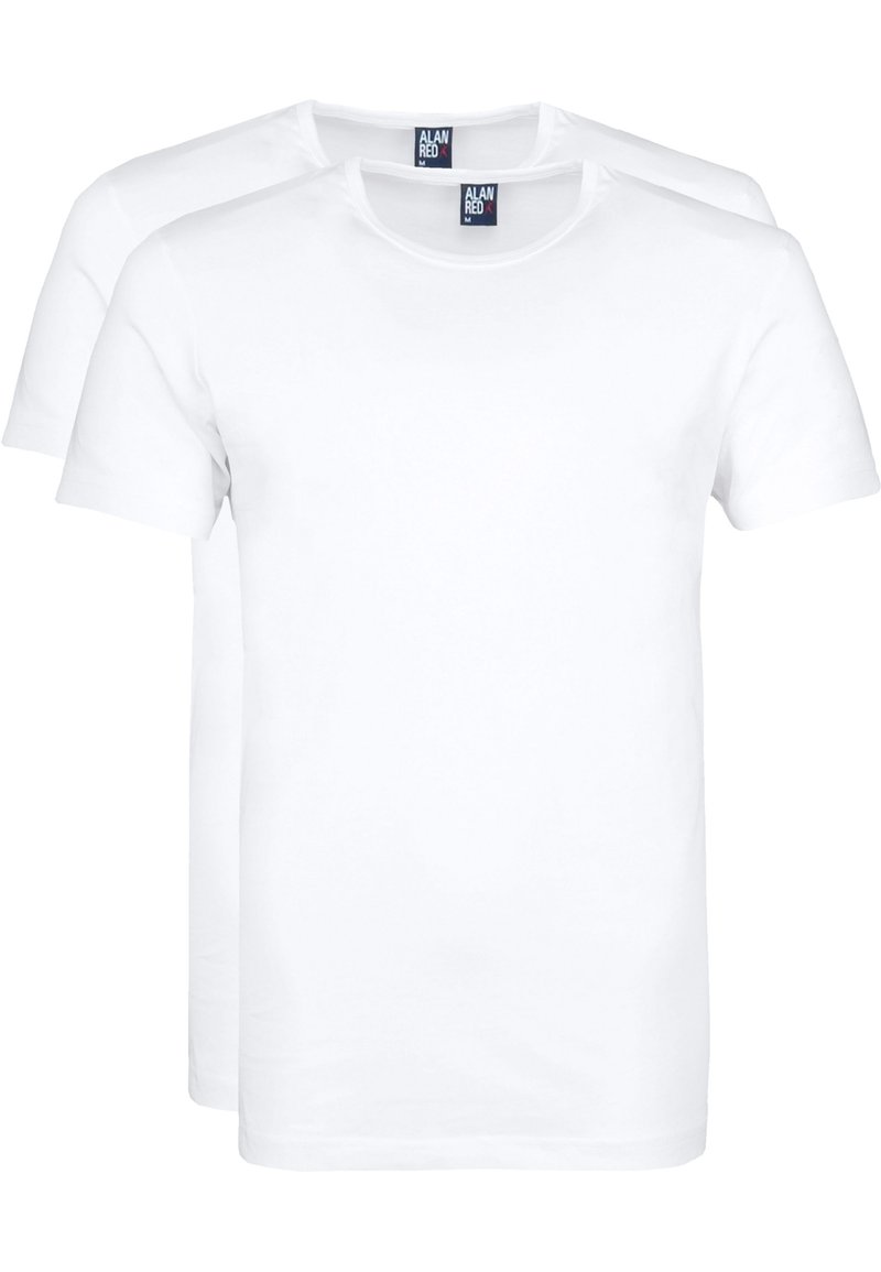 Witte crew neck T-shirts in een verpakking van twee. Gemaakt van katoen, met korte mouwen en een gladde, effen textuur.
