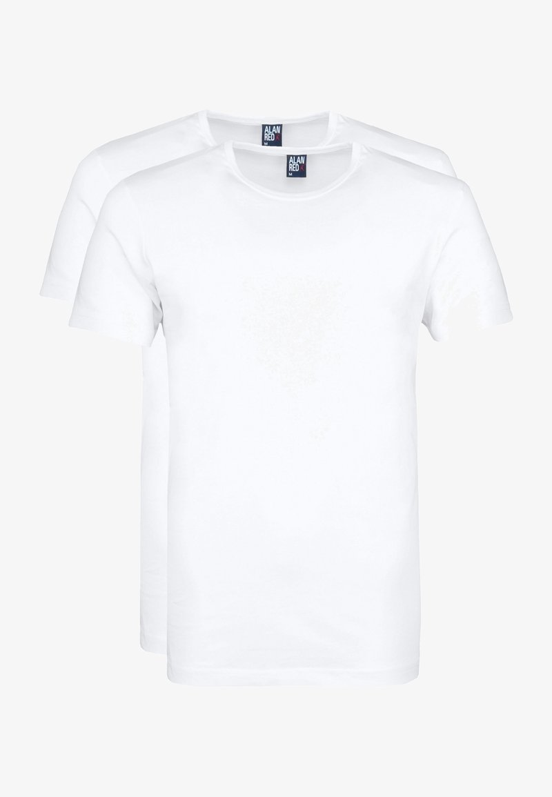 Witte crew neck T-shirts in een verpakking van twee. Gemaakt van katoen, met korte mouwen en een gladde, effen textuur.