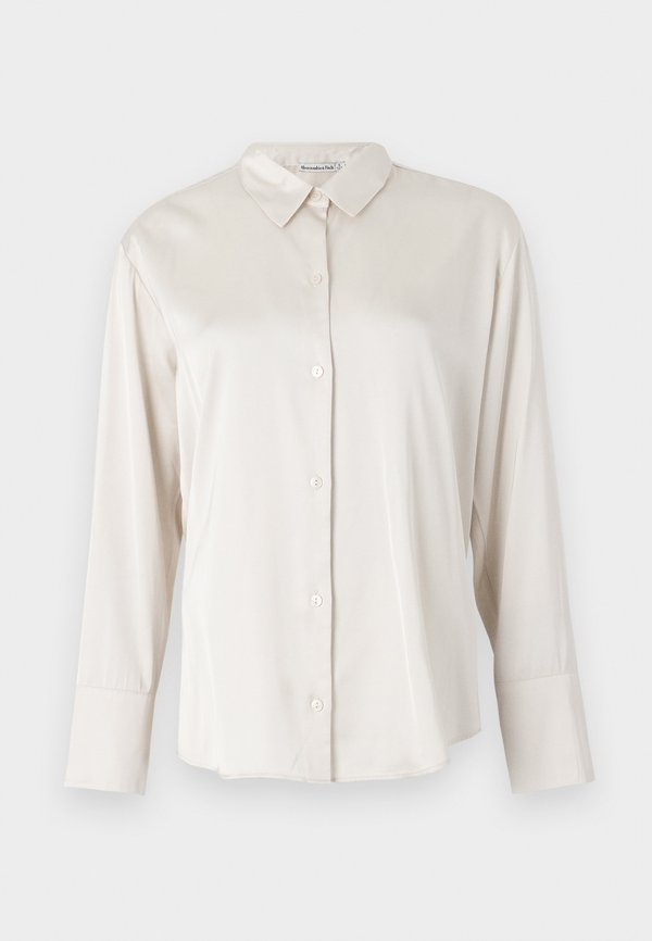 Long-Sleeve Satin Button-Up Shirt - Button-down blouse4