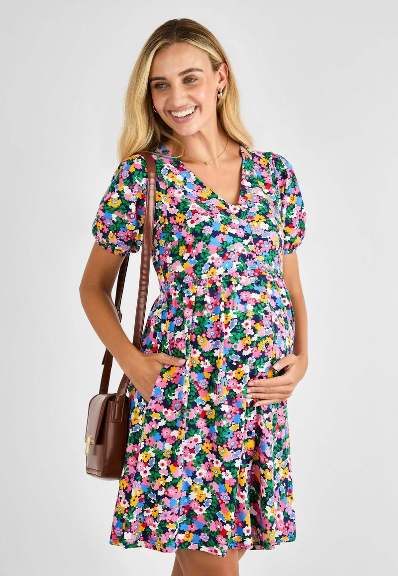 JoJo Maman Bébé - MATERNITY FIT - FLORAL  - Jersey dress - multi, Enlarge