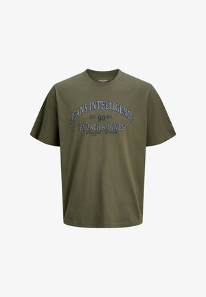 JJEDENVER GRAPHIC TEE SS O-NECK SN PLS - Nyomott mintás póló - dusty olive