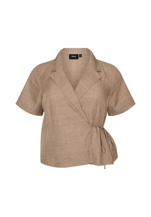 Zizzi, WICKELBLUSE MIT BINDEBAND - Blouse - braun