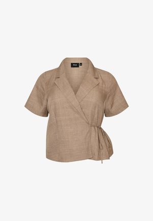 Zizzi, WICKELBLUSE MIT BINDEBAND - Bluse - braun