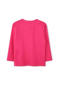 Langekanten shirt in felroze katoen met een ronde hals en een ontspannen pasvorm. Gladde textuur en eenvoudige zoomdetail aan de mouwen.