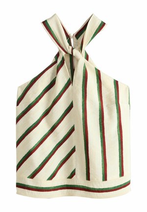 Next, REGULAR FIT - HALTER NECK TOP . - Blůza - cream red green stripe