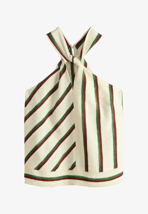 Next, REGULAR FIT - HALTER NECK TOP . - Blůza - cream red green stripe