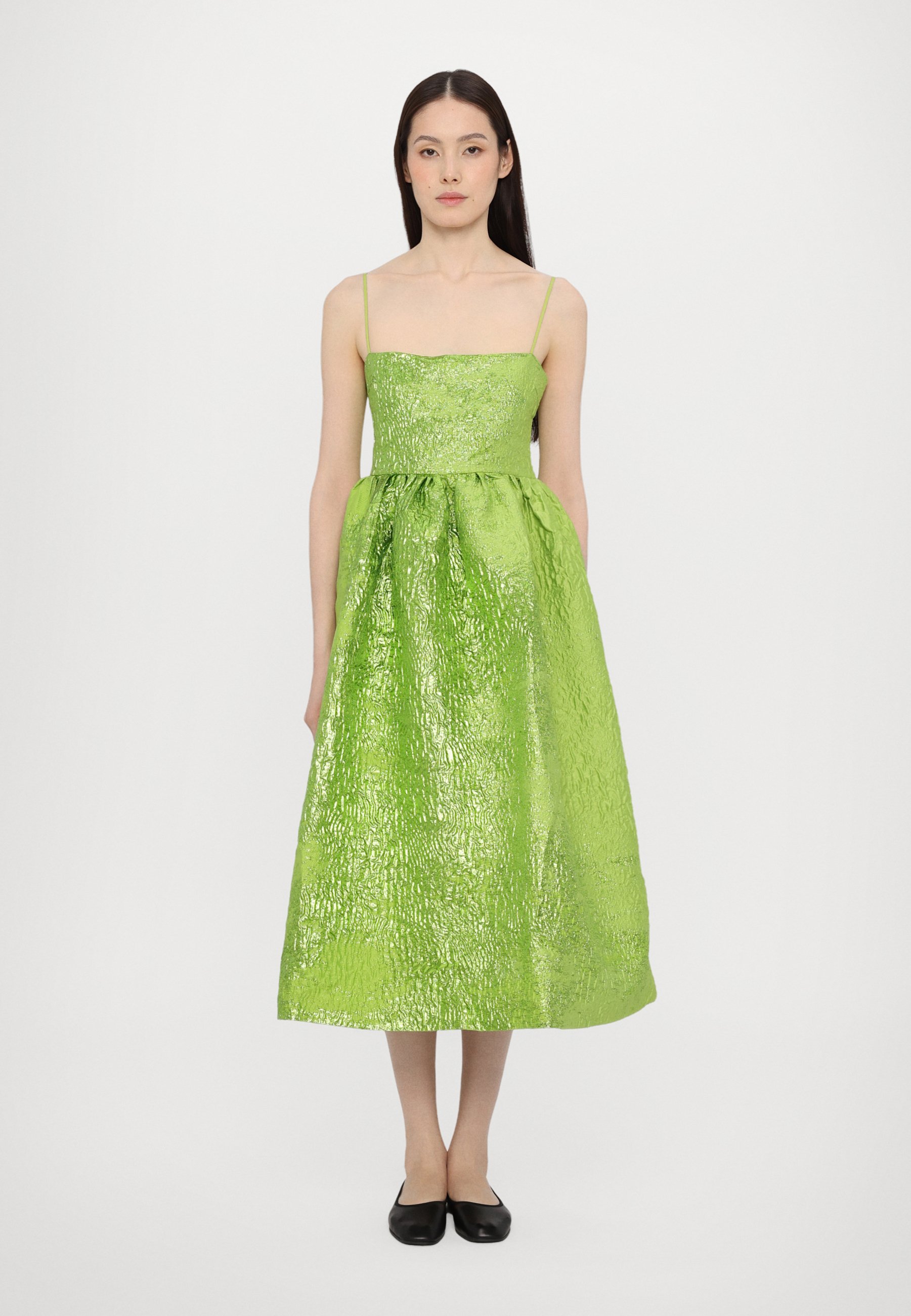 stine goya green dress Stine Goya VOLUMINOUS GATHERED MIDI DRESS - Cocktail dress / Party dress -  green impressionist hue/green