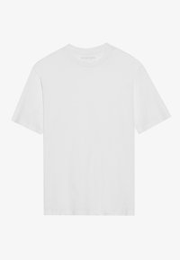 Hvit t-skjorte med korte ermer laget av myk bomull. Har rund hals og et minimalistisk design uten synlige mønstre eller dekorasjoner.
