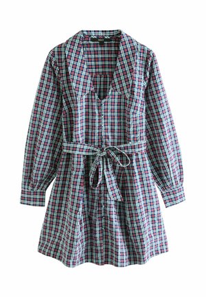 PETITE FIT - MINI LONG SLEEVE COLLARED - Blusenkleid - navy blue red check