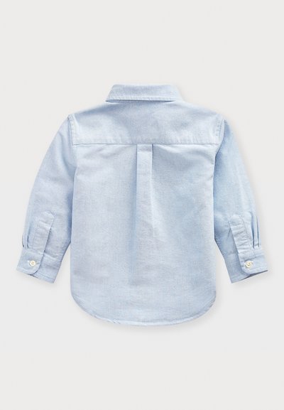 Hemd aus weichstoff mit langen Ärmeln in Hellblau, mit einem Button-Down-Kragen, Faltendetail am Rücken und geknöpften Manschetten.