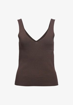 Object, TANKTOP GERIPPTES V-AUSSCHNITT - Top - seal brown