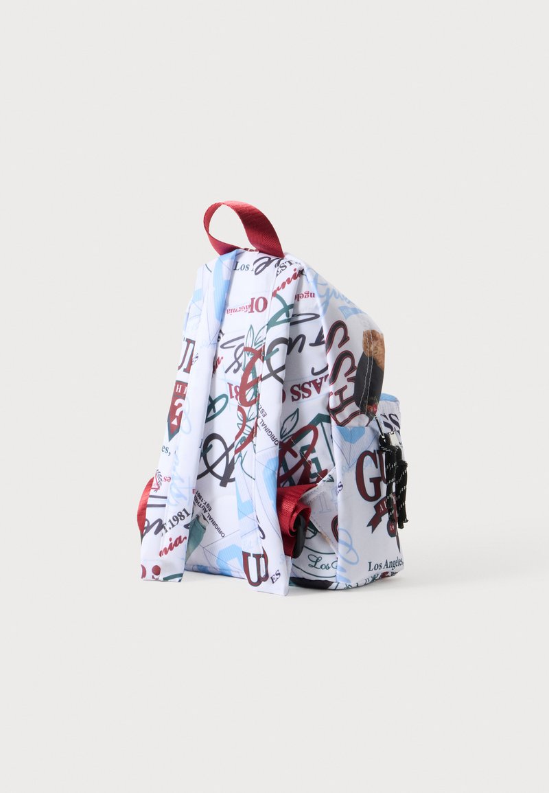 guess store mini backpack red blue white Backer Custom Print in coated cotton with a thin eco Brand New Guess Hendry Blush