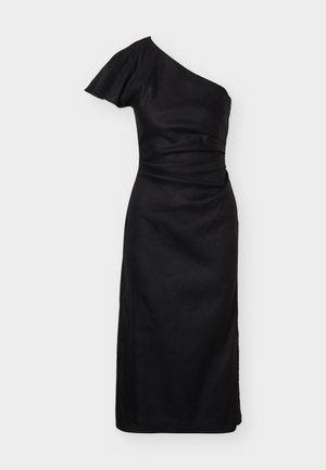Marc O'Polo, DRESS MIDI LENGTH ONE SHOULDER FITTED SHAPE ZIPPER AT SIDE SEAM - Denné šaty - black