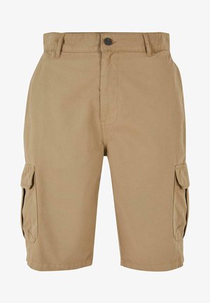 Kaki cargo shorts laget av pustende bomull. De har to sidelommer, en knappelukking, og et rett ben design. Holdbare og uformelle.
