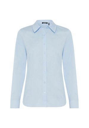 Lichtblauw, overhemd met lange mouwen, knoopsluiting, klassieke kraag en getailleerde pasvorm, met label Olsen.
